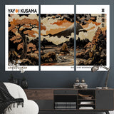 96372548-MGV-CV-36X24-Japanese Landscape Wall Art Print – Mt. Fuji Poster with Bonsai Tree & River, Ukiyo-e Inspired Modern Japanese Artwork, Autumn