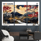 66243961-MGV-CV-36X24-Mount Fuji Japanese Wall Art – Golden Abstract Landscape Canvas Print, Cherry Blossom Painting, Modern Oriental Zen Home Decor