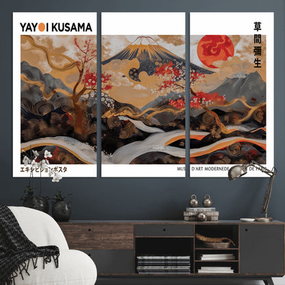 85375874-MGV-CV-36X24-Mount Fuji Abstract Wall Art – Japanese Landscape Canvas Print, Cherry Blossom & Red Sun Painting, Elegant Modern Zen Asian Home