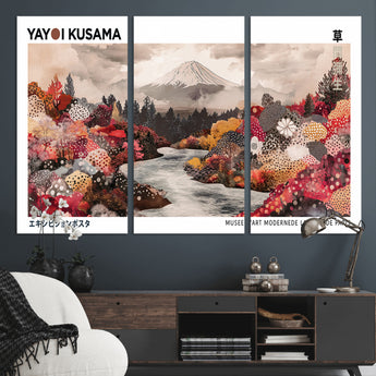 32352074-MGV-CV-36X24-Japanese Landscape Wall Art – Mount Fuji River Canvas Print, Modern Asian Inspired Nature Decor for Living Room, Bedroom, Office
