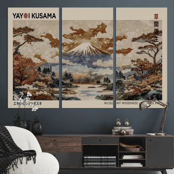 11778299-MGV-CV-48X32-3P-Japanese Landscape Wall Art – Mount Fuji Canvas Print, Asian Inspired Nature Decor for Living Room, Bedroom, Office or Studio