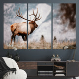 70489411-MGV-CV-36X24-Elk Photography Wall Art Canvas Print, Framed Mountain Wildlife Art Picture Print, Rustic Nature Decor Perfect Rustic Lodge Decor