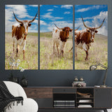 58099948-MGV-CV-36X24-Texas Longhorn Wall Art Canvas Print, Framed Western Decor Art Picture Print, Rustic Farmhouse Perfect Western Farmhouse Decor