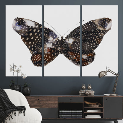 99831147-MGV-CV-36X24-Spotted Butterfly Wall Art Canvas Print, Framed Neutral Insect Theme Art Picture Print, Earthy Wing Pattern Perfect Modern Rustic