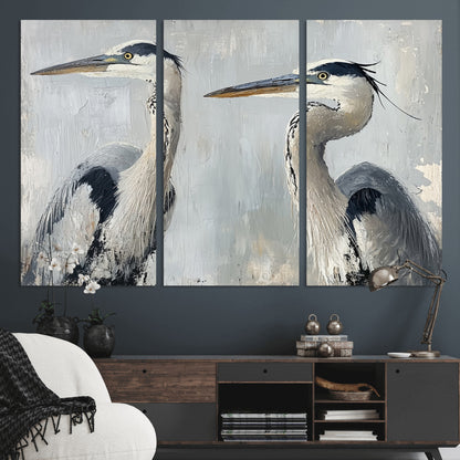 19427826-MGV-CV-48X32-3P-Bird Canvas Decor Wall Art Canvas Print, Framed Coastal Bird Pair Art Picture Print, Minimalist Wildlife Wall Perfect Coastal