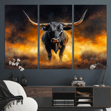 58293979-MGV-CV-36X24-Longhorn Canvas Wall Art Canvas Print, Framed Bold Bull Wall Art Art Picture Print, Western Animal Decor Perfect Western Dramatic