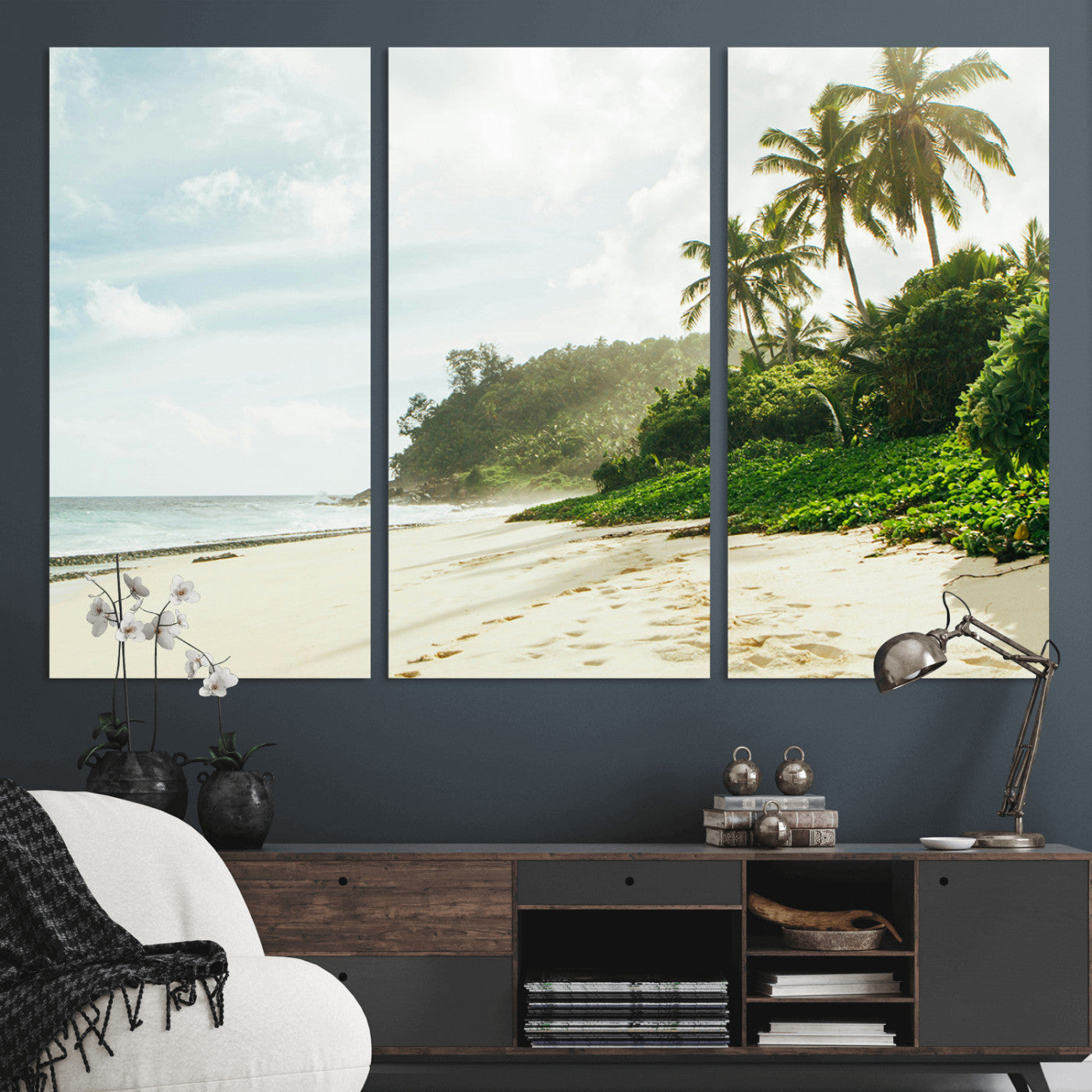 42984524-MGV-CV-36X24-Relaxing Beach Wall Art Canvas Print, Framed Ocean View Art Picture Print, Coastal Serenity Perfect Tropical Coastal Decor Artwork