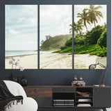 42984524-MGV-CV-36X24-Relaxing Beach Wall Art Canvas Print, Framed Ocean View Art Picture Print, Coastal Serenity Perfect Tropical Coastal Decor Artwork