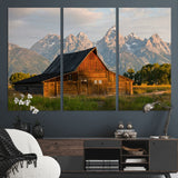 31771014-MGV-CV-48X32-3P-Rustic Barn Wall Art Canvas Print, Framed Western Landscape Art Picture Print, Farmhouse Style Perfect Rustic Farmhouse Decor