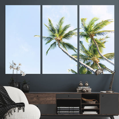 54719115-MGV-CV-36X24-Palm Trees Wall Art Canvas Print, Framed Tropical Aesthetic Art Picture Print, Coastal Serenity Perfect Tropical Minimalist Decor