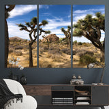 25722592-MGV-CV-36X24-Joshua Tree Desert Wall Art Canvas Print, Framed Southwestern Nature Art Picture Print, Rustic Earth Tones Perfect Southwestern