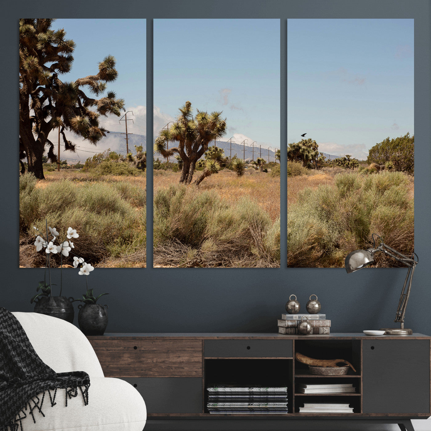 16114018-MGV-CV-36X24-Joshua Tree Wall Art Canvas Print, Framed Desert Landscape Art Picture Print, Mountain Horizon Perfect Southwestern Boho Decor