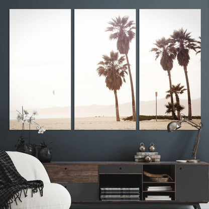 48255923-MGV-CV-48X32-3P-Coastal Light Wall Art Canvas Print, Framed Relaxing Shoreline Art Picture Print, Minimalist Ocean Perfect Tropical Serenity Decor