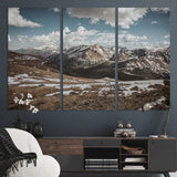 44565953-MGV-CV-48X32-3P-Mountain Landscape Wall Art Canvas Print, Framed Snowy Peaks Art Picture Print, Rugged Highlands Perfect Rustic Adventure Decor