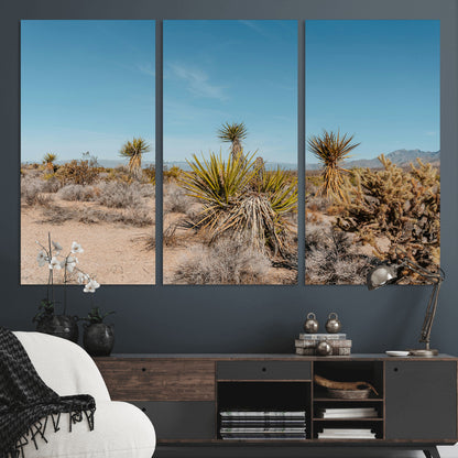 35156165-MGV-CV-36X24-Joshua Tree Wall Art Canvas Print, Framed Desert Landscape Art Picture Print, Warm Earth Tones Perfect Southwestern Minimalist