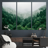 45265379-MGV-CV-36X24-Misty Forest Wall Art – Green Mountain Pine Tree Landscape Canvas Print, Nature Photography Artwork Home Decor for Bedroom, Living