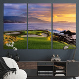 39644075-MGV-CV-36X24-Golf Course Wall Art – Coastal Sunset Canvas Print, Scenic Oceanfront Fairway Landscape Decor for Office, Man Cave, or Living Room