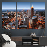 25096967-MGV-CV-36X24-Atlanta Skyline Wall Art – Vibrant Cityscape Canvas Print, Modern Night Lights Urban Decor for Office, Living Room, or Apartment