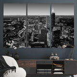 46578567-MGV-CV-36X24-Atlanta Skyline Wall Art – Black and White Cityscape Canvas Print, Modern Urban Night Decor for Office, Living Room, or Apartment