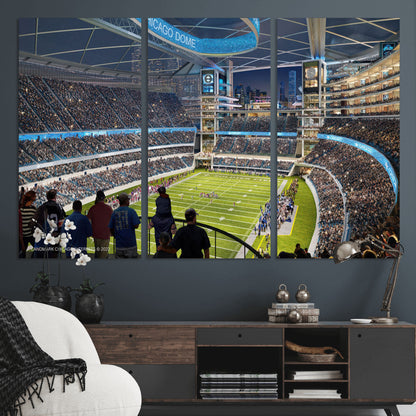 41816511-MGV-CV-36X24-Chicago Dome Stadium Wall Art – Futuristic Football Arena Canvas Print, Modern Sports Fan Decor for Man Cave, Office, Bar, or