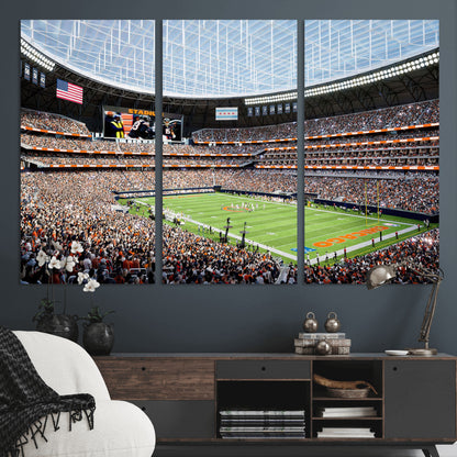 32530647-MGV-CV-36X24-Chicago Bears Stadium Wall Art – Futuristic Dome Arena Canvas Print, Modern Football Concept Design Decor for Man Cave, Bar, or