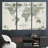 10693204-MGV-CV-36X24-Little By Little One Travels Far Tolkien Quote Blue Green World Map Adventure Wall Art Canvas Print Rustic Wanderlust Travel Decor