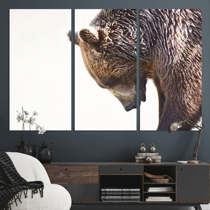 14405507-MGV-CV-36X24-Grizzly Bear Canvas Wall Art – Framed Wildlife Nature Decor, Large Brown Bear Profile Canvas Print for Living Room, Office, or