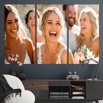 CSTM912-MGV-CV-36X24-Framed Wedding Canvas Print - Custom Wall Art Keepsake for Couples, Elegant Home Decoration Gift, Create Your Own Photo Canvas