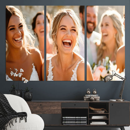 CSTM912-MGV-CV-36X24-Framed Wedding Canvas Print - Custom Wall Art Keepsake for Couples, Elegant Home Decoration Gift, Create Your Own Photo Canvas