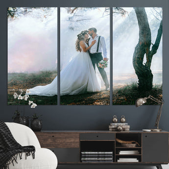 CSTM913-MGV-CV-36X24-Framed Wedding Canvas Print - Custom Wall Art Keepsake for Couples, Elegant Home Decoration Gift, Create Your Own Photo Canvas