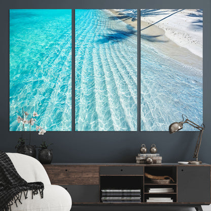 68127042-MGV-CV-36X24-Beach Wall Art – Tropical Ocean Canvas Print, Clear Water and White Sand Photography Decor for Bedroom, Living Room, Office,