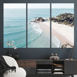 79395467-MGV-CV-36X24-Coastal Wall Art – Aerial Beach Canvas Print, Ocean Waves and Sandy Shore Photography Decor for Bedroom, Living Room, Office,