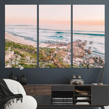 27332135-MGV-CV-36X24-Coastal Sunset Wall Art – Ocean Waves and Rocky Shore Canvas Print, Scenic Seaside Photography Decor for Bedroom, Living Room,