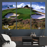 22776914-MGV-CV-36X24-Golf Course Wall Art – Oceanfront Green Canvas Print, Coastal Pebble Beach Photography Sports Decor for Living Room, Office, Man