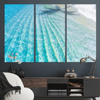 17528159-MGV-CV-36X24-Tropical Ocean Wall Art – Turquoise Water Canvas Print, Crystal Clear Beach Waves Photography Coastal Decor for Living Room,