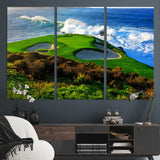 34181847-MGV-CV-36X24-Coastal Golf Course Wall Art – Panoramic Ocean Fairway Canvas Print, Scenic Sports Photography Decor for Office, Man Cave, Living
