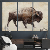 54810031-MGV-CV-36X24-Western Wall Art – Snow Covered Bison Canvas Print, Rustic Wildlife Photography Decor for Bedroom, Living Room, Office, Lodge,