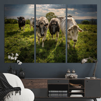 67277447-MGV-CV-36X24-Farmhouse Wall Art – Herd of Cows Canvas Print, Rustic Country Pasture Photography Decor for Bedroom, Living Room, Office, Ranch,