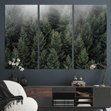 84059409-MGV-CV-36X24-Forest Wall Art – Misty Evergreen Trees Canvas Print, Tranquil Nature Photography Decor for Bedroom, Living Room, Office, Cabin or