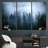 93439624-MGV-CV-36X24-Forest Wall Art – Misty Pine Trees Canvas Print, Moody Nature Photography Decor for Bedroom, Living Room, Office, Cabin, Lodge or