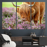 64069351-MGV-CV-36X24-Farmhouse Wall Art – Highland Cow in Wildflowers Canvas Print, Rustic Country Cattle Photography Decor for Bedroom, Living Room,