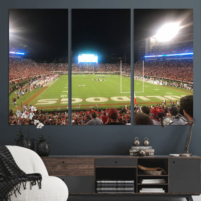 16230786-MGV-CV-36X24-Sanford Stadium Wall Art – Georgia Bulldogs Football Night Game Canvas Print, College Sports Decor for Man Cave, Bar, Office, or
