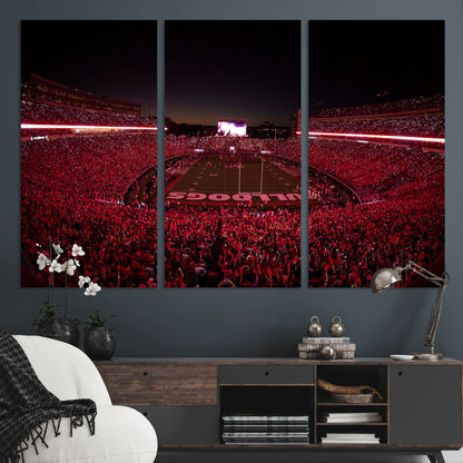 38331045-MGV-CV-36X24-Sanford Stadium Wall Art – Georgia Bulldogs Football Red Night Game Canvas Print, Electric College Sports Decor for Man Cave or
