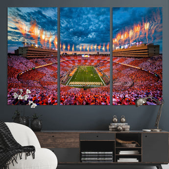 94266219-MGV-CV-36X24-Neyland Stadium Wall Art – Tennessee Volunteers Checkerboard Game Day Canvas Print, College Football Fireworks Decor for Man Cave