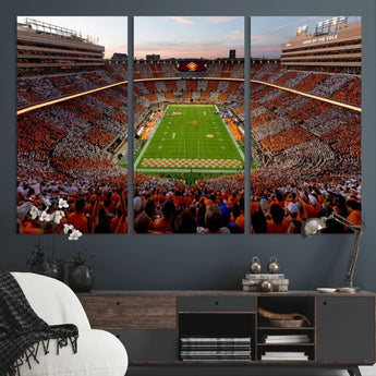 37160229-MGV-CV-36X24-Tennessee Volunteers Wall Art – Neyland Stadium Sunset Checkerboard Game Canvas Print, Vols Football Panorama Sports Decor