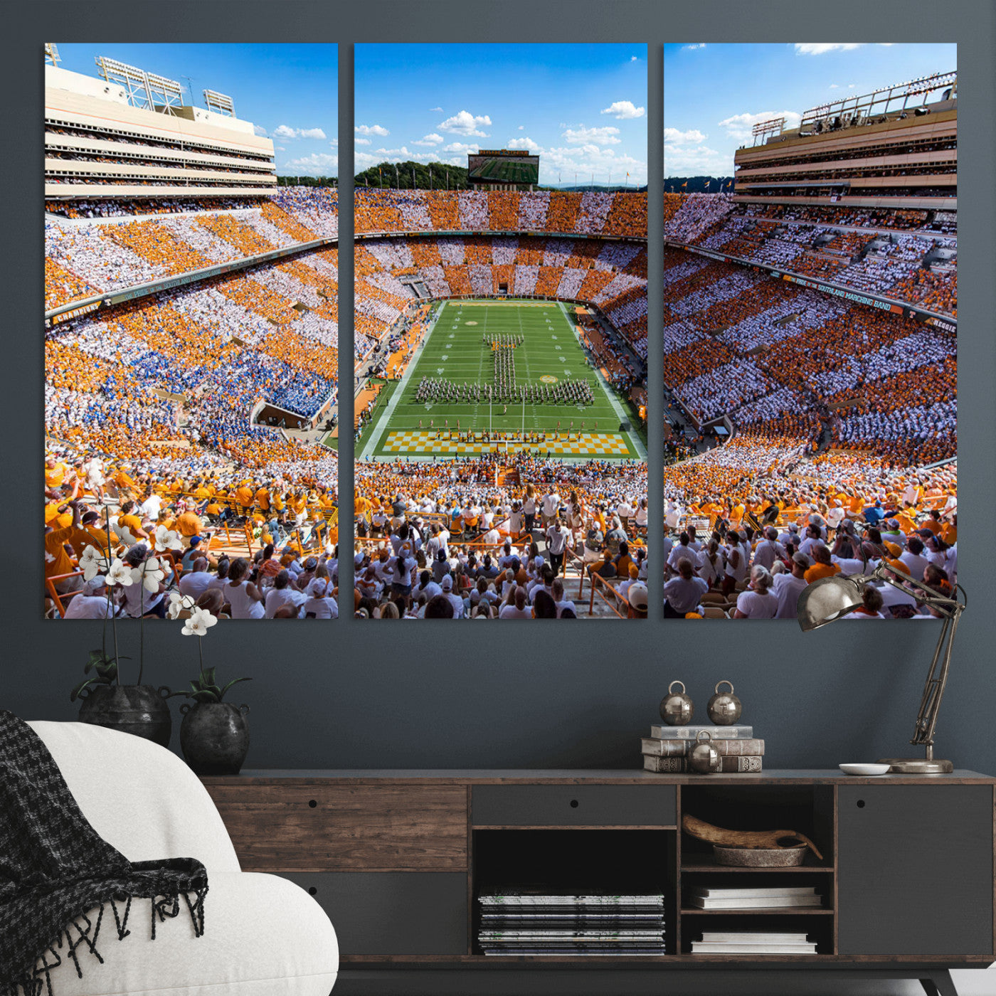77097951-MGV-CV-36X24-Neyland Stadium Wall Art – Panoramic Tennessee Volunteers Football Field Canvas Print, Game Day Decor for Office, Man Cave, Living
