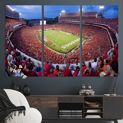 10244378-MGV-CV-36X24-Sanford Stadium Wall Art – Panoramic Georgia Bulldogs Day Game Football Canvas Print, Game Day Crowd Sports Decor for Office, Man