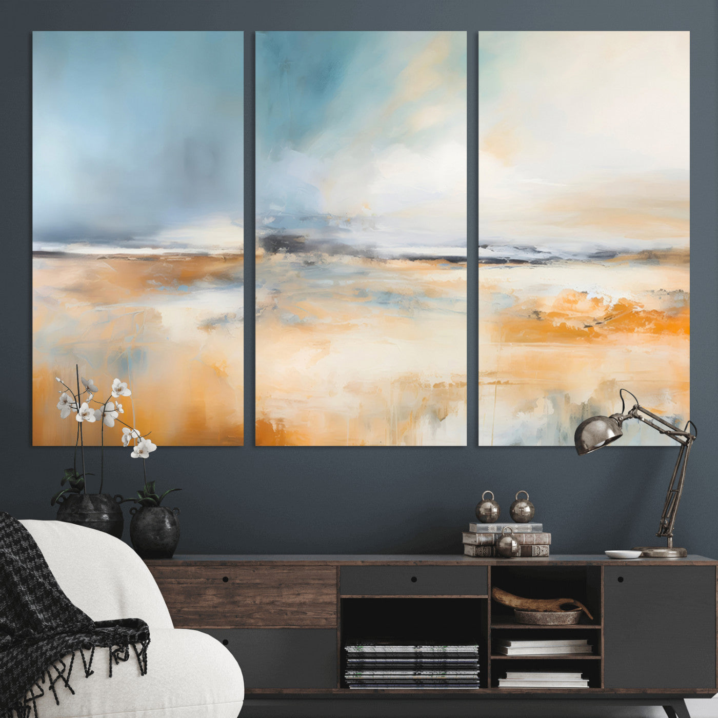12135-MGV-CV-36X24-Soft Horizon Wall Art Canvas Print, Framed Golden Field Art Picture Print, Dreamy Horizon Perfect Minimalist Earthy Decor Artwork