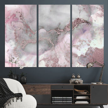 16416-MGV-CV-36X24-Blush Marble Wall Art Canvas Print, Framed Rose Gold Art Picture Print, Pink Cloudy Perfect Modern Glam Decor Artwork