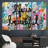36856-MGV-CV-36X24-Life Is Beautiful Wall Art – Colorful Graffiti Canvas Print, Modern Street Style Artwork, Inspirational Decor for Living Room,